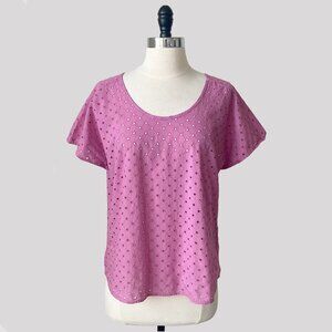 NEW Hot Pink Cotton Eyelet Tee